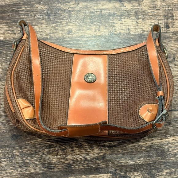 Vintage Brown and Tan Shoulder Bag with Leather Trim - Picture 1 of 6